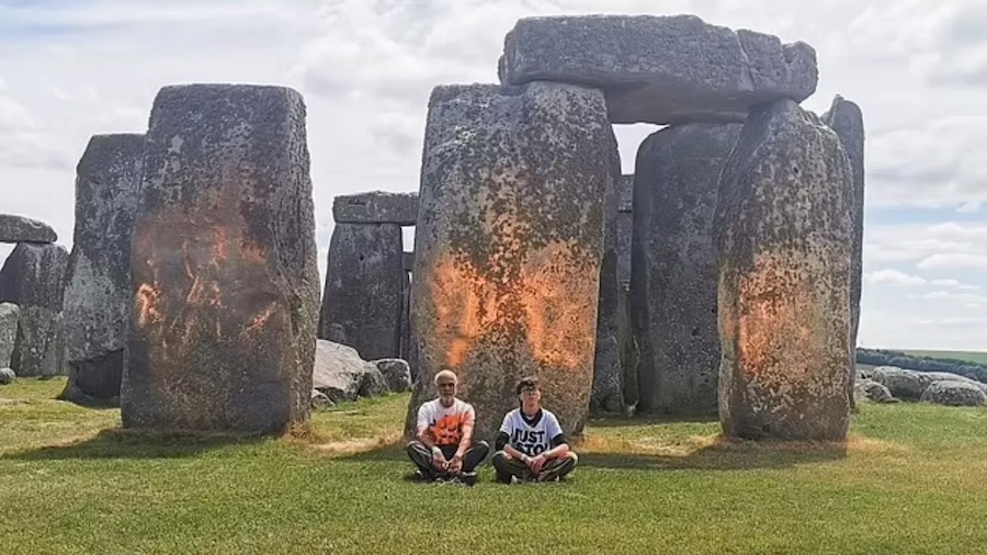 Just Stop Oil activists at Stonehenge